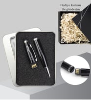 Hediye Kutusunda Kişiye Özel Kendin Tasarla Siyah 32 GB Usb Kalem