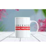 Gerçekten İğrenç Bir Hayat Yazılı Motto Kupa Bardak - Komik Hediye (Beyaz)