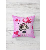 Love Girl Çift Tarafı Baskılı Gizli Fermuarlı Yastık Kılıfı Kırlent Koltuk Yastık Kılıfı (Pembe-Fuşya)