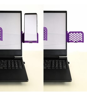 3D Baskı Monitor Telefon Tutucu - Petek Desenli Laptop Kenar Telefon Tutucu-Mor
