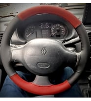 DİKİŞLİ DİREKSİYON KILIFI SİYAH / KIRMIZI DERİ SİYAH DİKİŞLİ RENAULT CLİO İÇİN (2007 ÖNCESİ)