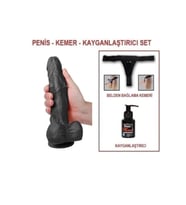 23,5 cm Belden Bağlamalı Realistik Dildo Penis Set