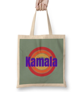 Democrat Kamala Harris 2024 - Vintage Retro Rainbow Style Bez Çanta Uzun Saplı