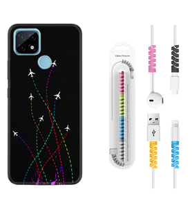 Realme C11 C21 C21Y C25Y C11 2021 Kılıf Kablo Koruma Spiral Silikon Line Planet 1736