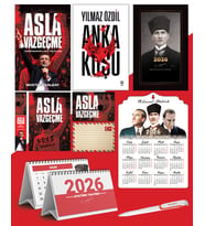 Asla Vazgeçme - Ayraç - Kartpostal - Poster - Anka Kuşu -  2026 Ajanda Kalpaklı - Ata Ahşap Duvar Takvimi - Masa Takvimi