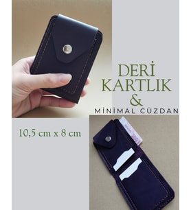 Hakiki Deri Minimal Tasarım Kadın Cüzdan Kartlık Mor