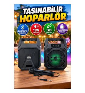 6.5 İnç 1283 Kablosuz Bluetooth Hoparlör 15W TWS Destekli Taşınabilir Ses Sistemi