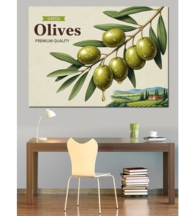 Zeytin Dalları  Dekoratif Kanvas - Mdf Ahşap Tablo