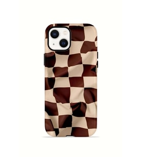 iPhone 14 Vorian Çift Katmanlı Kılıf Mocha Melt Checker