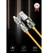 Torima U23 Sarı 4in1 Silikon 240W USB-A/Type-C Giriş,Type-C/Lightning Çıkış Hızlı Şarj Data Kablosu