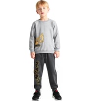 Erkek Çocuk %100 Pamuklu Örme Bisiklet Yaka Sweatshirt ve Eşofman Altı Takımı Canavar Kamyonet