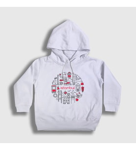 Presmono Unisex Çocuk Beyaz Tourist Travel İstanbul Türkiye Turkey Kapüşonlu Sweatshirt 499638tt (Beyaz)