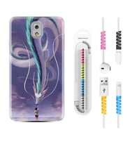 Samsung Note 3 4 5 8 9 20 Ultra 10 Lite Kılıf Kablo Koruma Spiral Silikon Kız ve Ejderha 1742