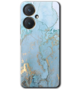 Vivo Y27 Kılıf HD Desen Baskılı Kılıf - Mavi Gold Mermer