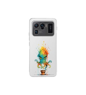 Xiaomi Mi 11 Ultra ile uyumlu Splash ahtapot tasarımlı şeffaf silikon kılıf