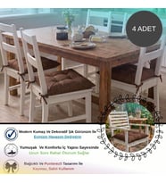 4 Adet - 40x40 Cm Lüks Süet Dokulu Kahverengi Sandalye Minderi - %100 Silikon Elyaf Dolgulu Yıkanabilir Minder