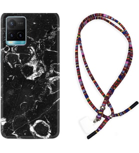 Vivo Y11S Y21S Y20 Y20S Y70 Kılıf Boyun Asklı Rasta Silikon Black Hole Marble 1387
