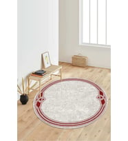 Dijital Baskılı Kaymaz Taban Yıkanabilir Yuvarlak Salon Halısı Koridor Halısı Paspas NDY-HT-234 (Bordo)