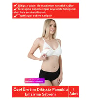 Özel Üretim Pamuklu Toparlayıcı Rahat Dayanıklı Tam Kalıp Dikişsiz Balensiz Klipsli Emzirme Sütyeni (Beyaz)