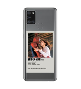 Samsung Galaxy A21S Uyumlu Spider Man Minimalist Poster Desenli Şeffaf Telefon Kılıfı