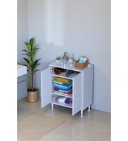 Eliusta Sabir 60 cm 2 Raflı Beyaz Banyo Mutfak Dolabı 3 Bölmeli Çok Amaçlı Dolap 60x75x32,5 cm Düzenleyici