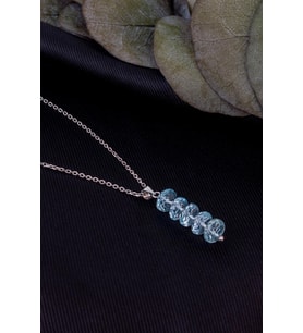 Topaz Taşı Kolye ( 925 Ayar Gümüş Aparat ve Zincirli) (Mavi)