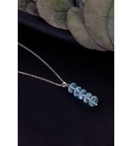 Topaz Taşı Kolye ( 925 Ayar Gümüş Aparat ve Zincirli) (Mavi)
