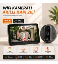 WiFi Kameralı Akıllı Kapı Zili 1080P HD 4.3 İnç Ekranlı Gece Görüşlü Hareket Sensörlü Mobil Uygulamalı