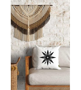 Zodyak Pusula Desenli Çift Yön Dijital Baskılı Dekoratif Kırlent Kılıfı Yastık Kılıfı 39x39cm