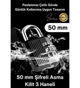#Kilit 50 mm Şifreli Asma Kilit 3 Haneli Kombinasyonlu Premium Paslanmaz Çelik Gövde Ekstra Güçlü Gü