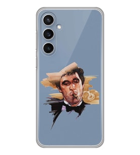 Samsung Galaxy S23 FE Uyumlu Tony Montana Scarface Desenli Şeffaf Telefon Kılıfı