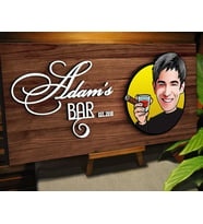 BK Gift Kişiye Özel Karikatürlü Kabartma Tasarım Ceviz Ahşap Bar Tabelası, Home Bar Tabela, Rustik Ev Dekorasyonu, Duvar Dekoru-1