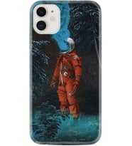 Apple iPhone 11 12 13 Mini Kılıf Desemli Silikon Astronot Smoke 1769
