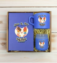 BK Gift Kişiye Özel İsimli DTF Best Friend Temalı Mavi Defter & Kahve Fincanı & Mum Hediye Seti-6, Arkadaşa Hediye, Doğum Günü Hediyesi