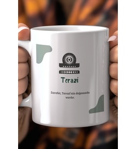 Terazi Burcu Temalı 330ml Baskılı Beyaz Seramik Kupa Bardak
