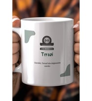 Terazi Burcu Temalı 330ml Baskılı Beyaz Seramik Kupa Bardak