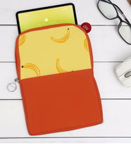 BK Gift Muz Tasarımlı Taşınabilir Koruyucu Tablet Kılıfı & Organizer Çanta - Turuncu-1