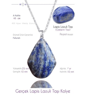 Sertifikalı Gerçek Piramit Model Lapis Lazuli Taşı Kolye