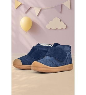 Rakerplus Yoohoo Hakiki Deri Koyu Lacivert Cırtlı Unisex Bebek Bot