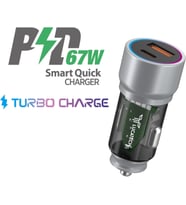 67W TURBO Araç Şarj Başlığı – USB + PD Girişli