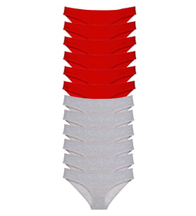 Mulvxbrf Brf02 12 Adet Eko Set Likralı Kadın Slip Külot Kırmızı Gri (Mulvix)