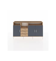 Arges Konsol 5 Raflı 3 Çekmeceli 3 Kapaklı 176x30x99 Çam-Antrasit/Çam