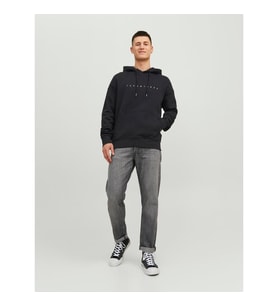 Jack & Jones Erkek Kapüşonlu Sweatshirt - Star Logo (Siyah)
