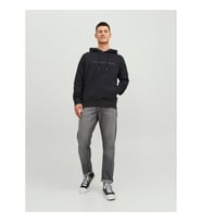 Jack & Jones Erkek Kapüşonlu Sweatshirt - Star Logo (Siyah)