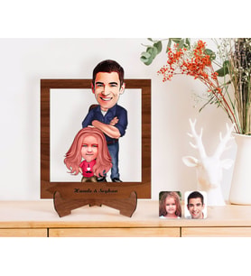 BK Gift Kişiye Özel Baba Kız Karikatürlü Ahşap Standlı 3D Biblo-1 (Beyaz)