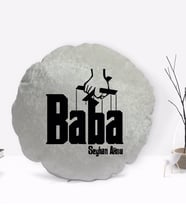 BK Gift Kişiye Özel İsimli Baba Godfather Tasarımlı Yuvarlak Dekoratif Kırlent Yastık-5