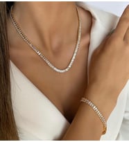 Su Yolu Gold Baget Taşlı Dolgun Çelik Kolye