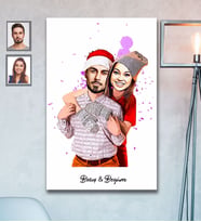 Kişiye Özel Yılbaşı Sevgili Karikatürlü Ahşap Tablo 30x47 Model-8
