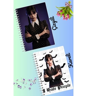 Wednesday defter seti 2 adet A4 boyutu 21*30 çizgili + kareli 60 syf