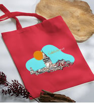 BK Gift İstanbul Tasarımlı Kırmızı Kumaş Bez Çanta, Baskılı Omuz Çantası, Alışveriş Çantası, Arkadaşa Hediye-7